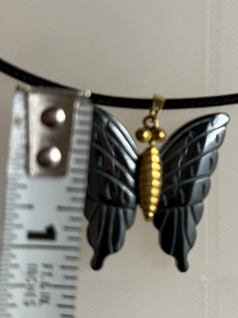 ⚫️Brand New Hematite Carved Butterfly Pendant, Black & Gold